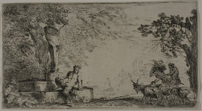 Satyr hviler under en Herm af Giovanni Benedetto Castiglione