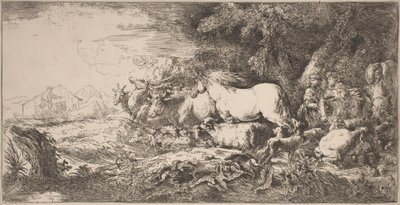 Dyrene på vej mod arken af Giovanni Benedetto Castiglione