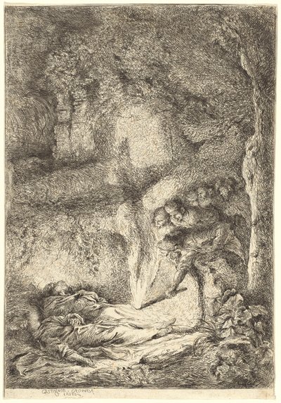 Ligene af de hellige Peter og Paul skjult i katakomberne af Giovanni Benedetto Castiglione