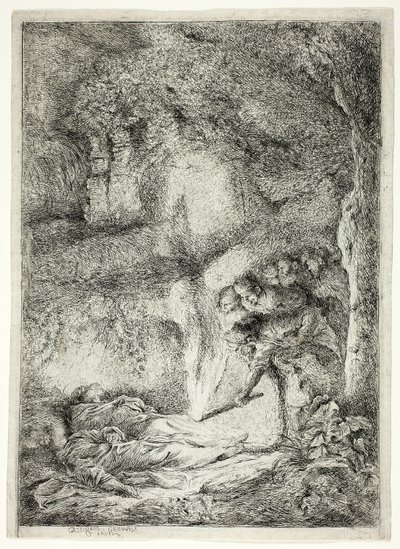 Ligene af de hellige Peter og Paul skjult i katakomberne af Giovanni Benedetto Castiglione