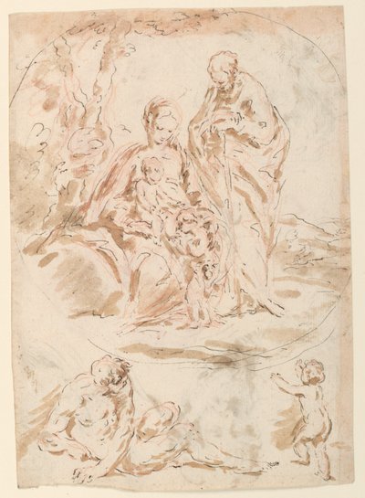 Den hellige familie af Giovanni Benedetto Castiglione