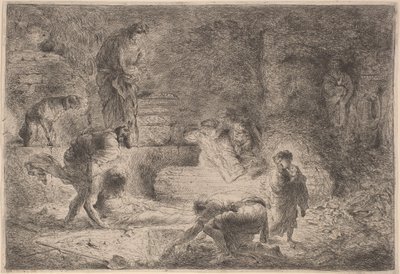 Tobit begraver de døde af Giovanni Benedetto Castiglione