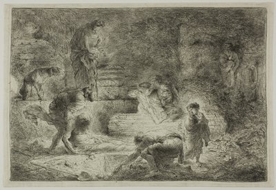 Tobit begraver de døde af Giovanni Benedetto Castiglione