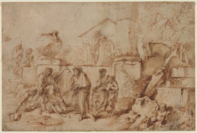 Tobit begraver de døde af Giovanni Benedetto Castiglione