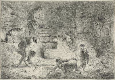Tobit begraver de døde, c.1647-51 af Giovanni Benedetto Castiglione