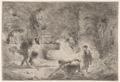 Tobit begraver de døde, ca. 1647-51. af Giovanni Benedetto Castiglione