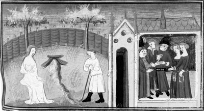 Dekameron, Cimon observerer Ifigenia; der fejres et dobbeltbryllup. Femte dag, novelle 1 af Giovanni Boccaccio