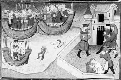 Decameron, Gerbino går om bord på skibet til datteren af kongen af Tunis; Gerbino bliver halshugget. Fjerde dag, novelle 4 af Giovanni Boccaccio