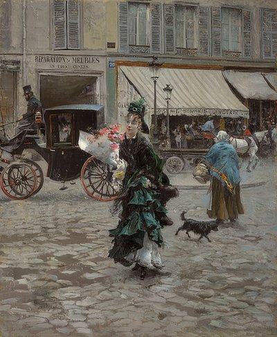 Når man krydser gaden. 1873-75 af Giovanni Boldini