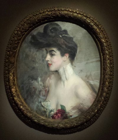 Boldini - Portræt af fru X., med perlekrave af Giovanni Boldini