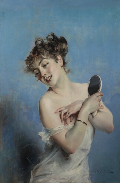 Afklædt ung kvinde Toilettet, ca. 1880 af Giovanni Boldini