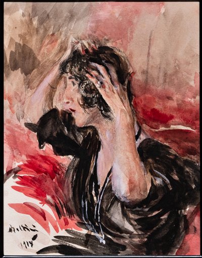 Pige ser sig selv i spejlet af Giovanni Boldini