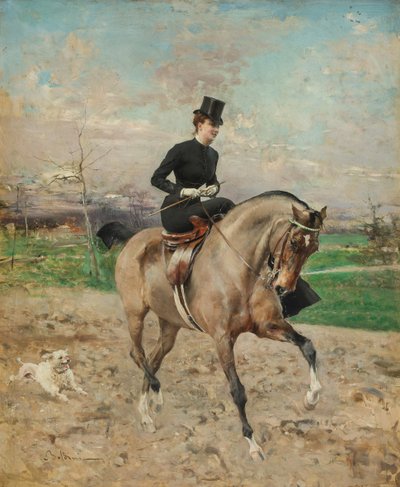 Rytter. Alice Régnault til hest, 1878. af Giovanni Boldini