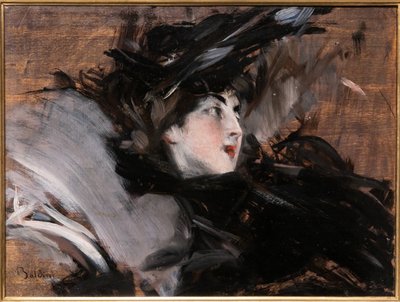 Dame iført en motorhjelm af Giovanni Boldini