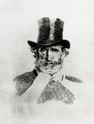 Portræt af Giuseppe Verdi (1813-1901), italiensk komponist, tegning af Giovanni Boldini (1842-1931) af Giovanni Boldini