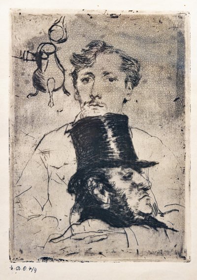 Portræt af Rodenbach (ætsning og tørnål) af Giovanni Boldini