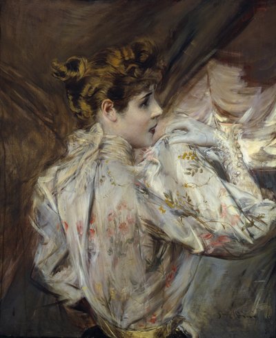 Portræt af en ung kvinde i profil Eleonora Duse, ca. 1895. af Giovanni Boldini
