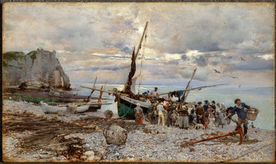 Fiskerbådenes hjemkomst, Étretat af Giovanni Boldini