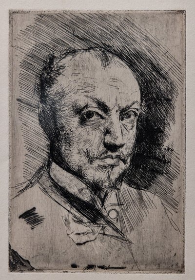 Selvportræt, ca. 1890 (tørpunkt, roulette og radering på papir) af Giovanni Boldini