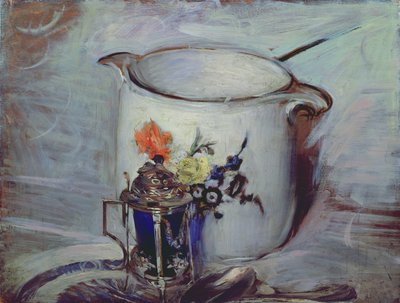 Stilleben med sennepsgryde og kande af Giovanni Boldini