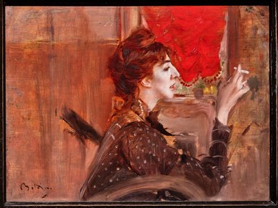 Det røde gardin af Giovanni Boldini
