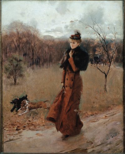 The Walk to the Park i Napoli (olie på lærred) af Giovanni Boldini