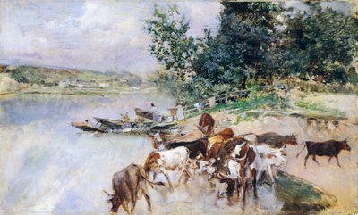 Vanding af kvæg på Seinen, af Giovanni Boldini (1842-1931) af Giovanni Boldini