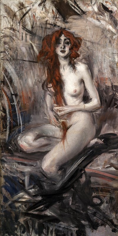 Kvinde, der reder sit hår, ca. 1912. af Giovanni Boldini