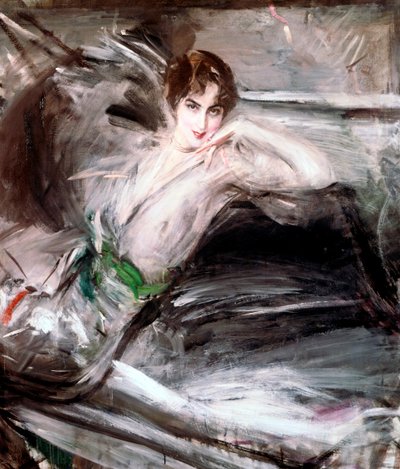 Kvinde sad på stol, c1860 af Giovanni Boldini