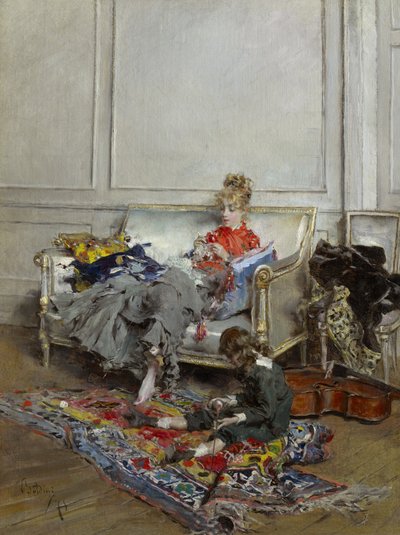 Ung kvinde hækler, 1875 af Giovanni Boldini
