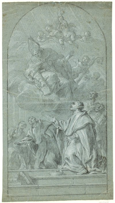 Augustinermunke, der modtager deres ordens herredømme fra St. Augustin af Giovanni Bonati