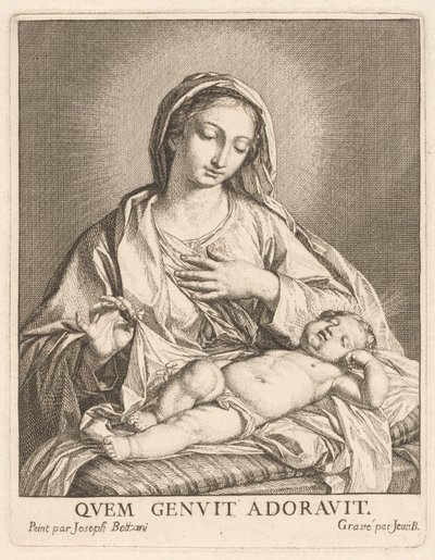 Jomfruen og det sovende barn af Giovanni Bottani, after Giuseppe Bottani