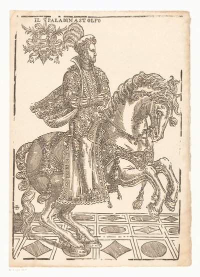 Astolfo til hest Il paladin Astolfo (titel på objekt) af Giovanni Britto