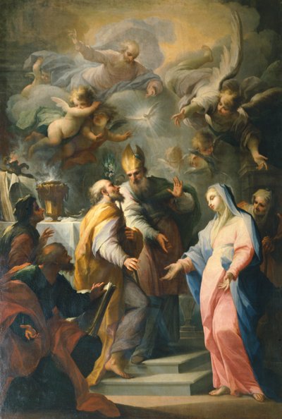Neitsyt Marian häät, kirjoittanut Giovanni Camillo Sagrestani (1660-1731) Santo Spiriton kirkko, Firenze, Italia af Giovanni Camillo Sagrestani