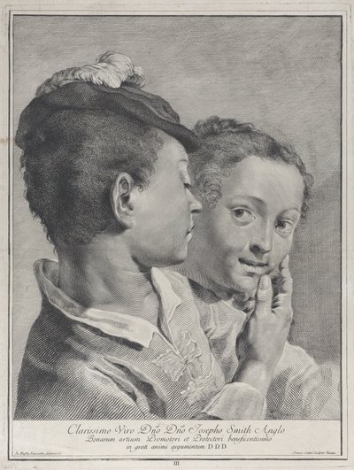 Dreng med en hat, der rører ved en piges ansigt, 1743. af Giovanni Cattini
