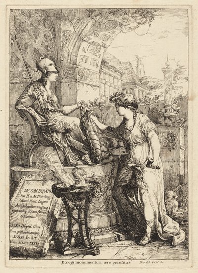 Egi Monumentum (kunst, der indskriver Minervas skjold) af Giovanni David