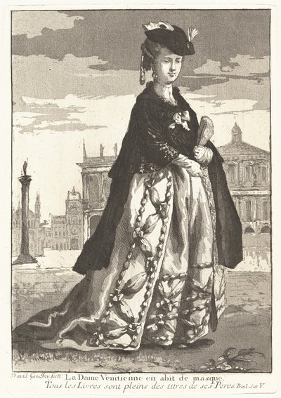 La Dame Venitienne en habit de masque (venetiansk kvinde i karnevalskjole) af Giovanni David