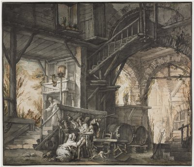 Teaterscene, ca. 1775-1776 (akvarel og penselarbejde med grafit og gouache) af Giovanni David