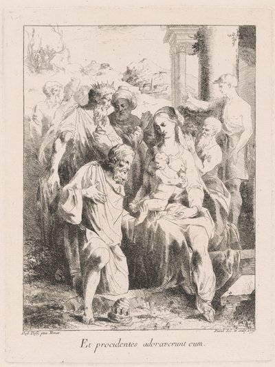 Tilbedelse af Magi af Giovanni David, after Battista Dossi