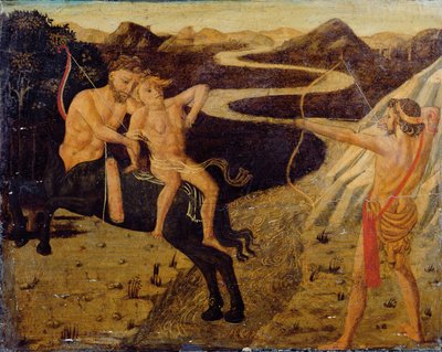 Cassone-panel: Hercules redder Deianeira fra Nessus af Giovanni Di Ser Giovanni Guidi