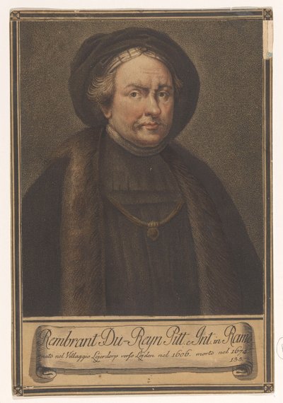 Portræt af kunstneren Rembrandt Harmensz. fra Rhinen Portrætter af kunstnere (serietitel) af Giovanni Domenico Campiglia