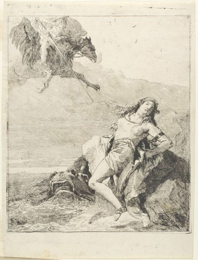 Angelica bundet og ved at blive fortæret af havmonsteret af Giovanni Domenico Tiepolo
