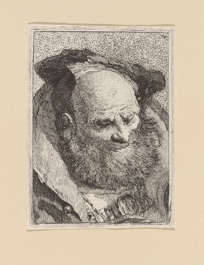 Skægget gammel mand, fra Raccolta di Teste (samling af hoveder) af Giovanni Domenico Tiepolo