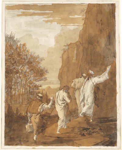 Kristus fører Peter, Jakob og Johannes til det høje bjerg til forvandlingen af Giovanni Domenico Tiepolo