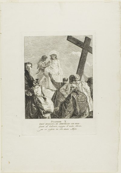 Kristus afklædes sine klæder, planche ti fra Korsvejen af Giovanni Domenico Tiepolo