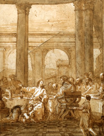 Fest i Simons Hus, det 18. tidlige 19. århundrede af Giovanni Domenico Tiepolo