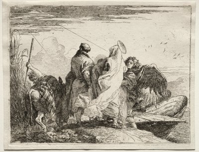 Flugt til Egypten: Den hellige familie forlader kysten af Giovanni Domenico Tiepolo