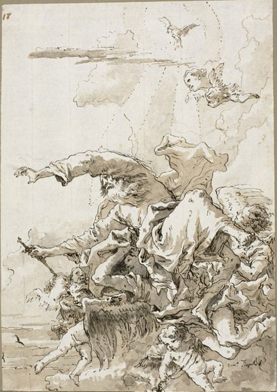 Gud Faderen støttet af engle i skyer, II af Giovanni Domenico Tiepolo