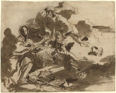 Gud Faderen og Englene, der tilbeder Madonnaen og Barnet [recto] af Giovanni Domenico Tiepolo