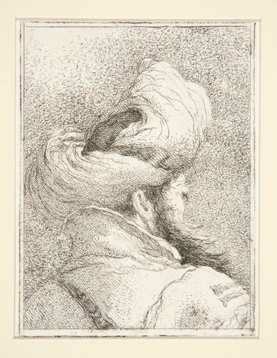 Hoved af en tyrker, fra serien Raccolta di Teste, Libro Secondo (Samling af hoveder, anden bog) af Giovanni Domenico Tiepolo